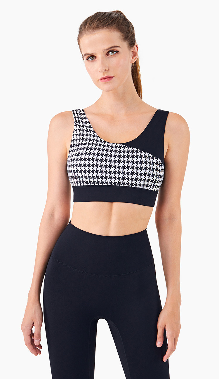 Yoga Leggings With Houndstooth Sports Bra Gym Activewear0102