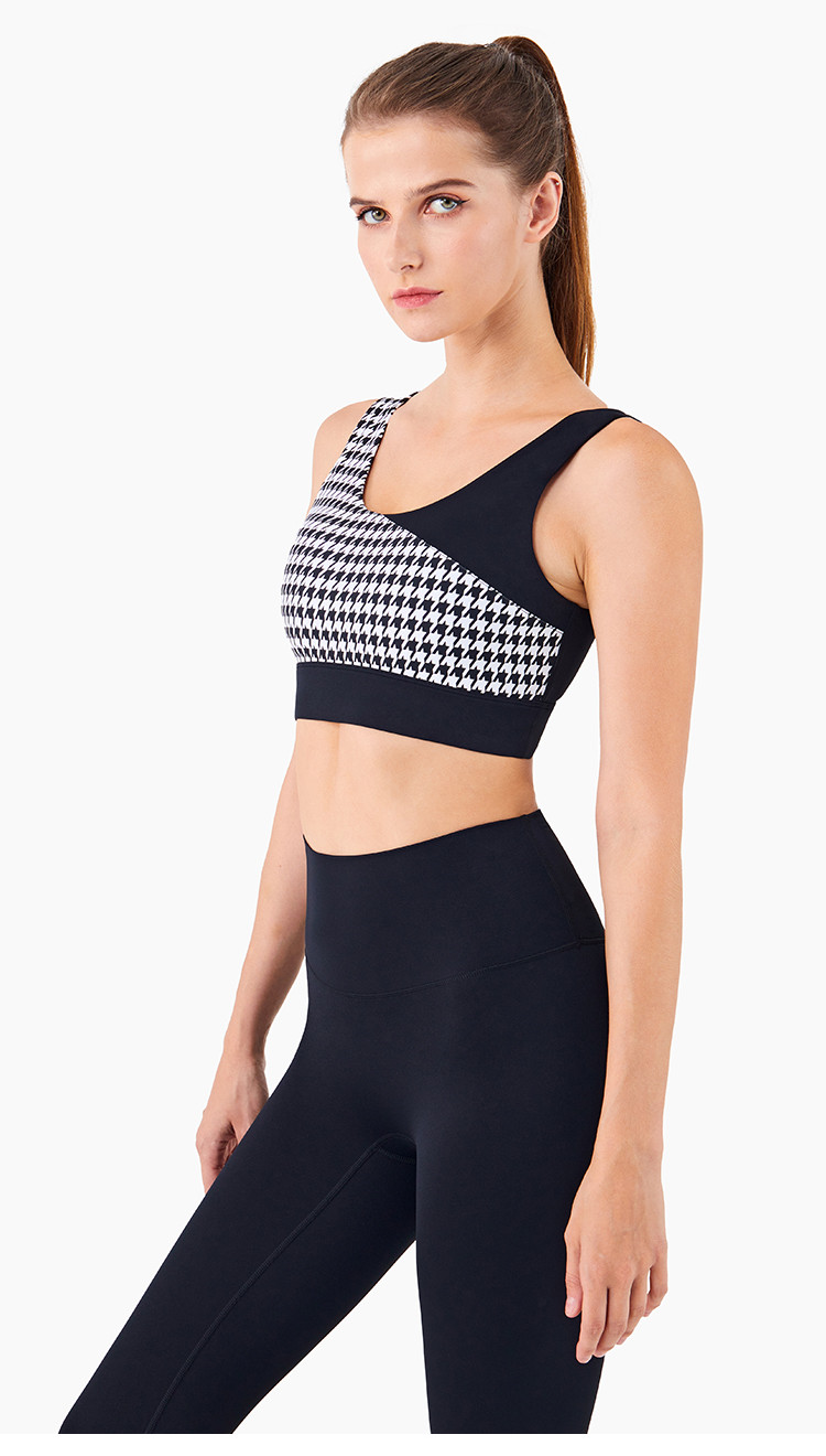 Yoga Leggings With Houndstooth Sports Bra Gym Activewear0103